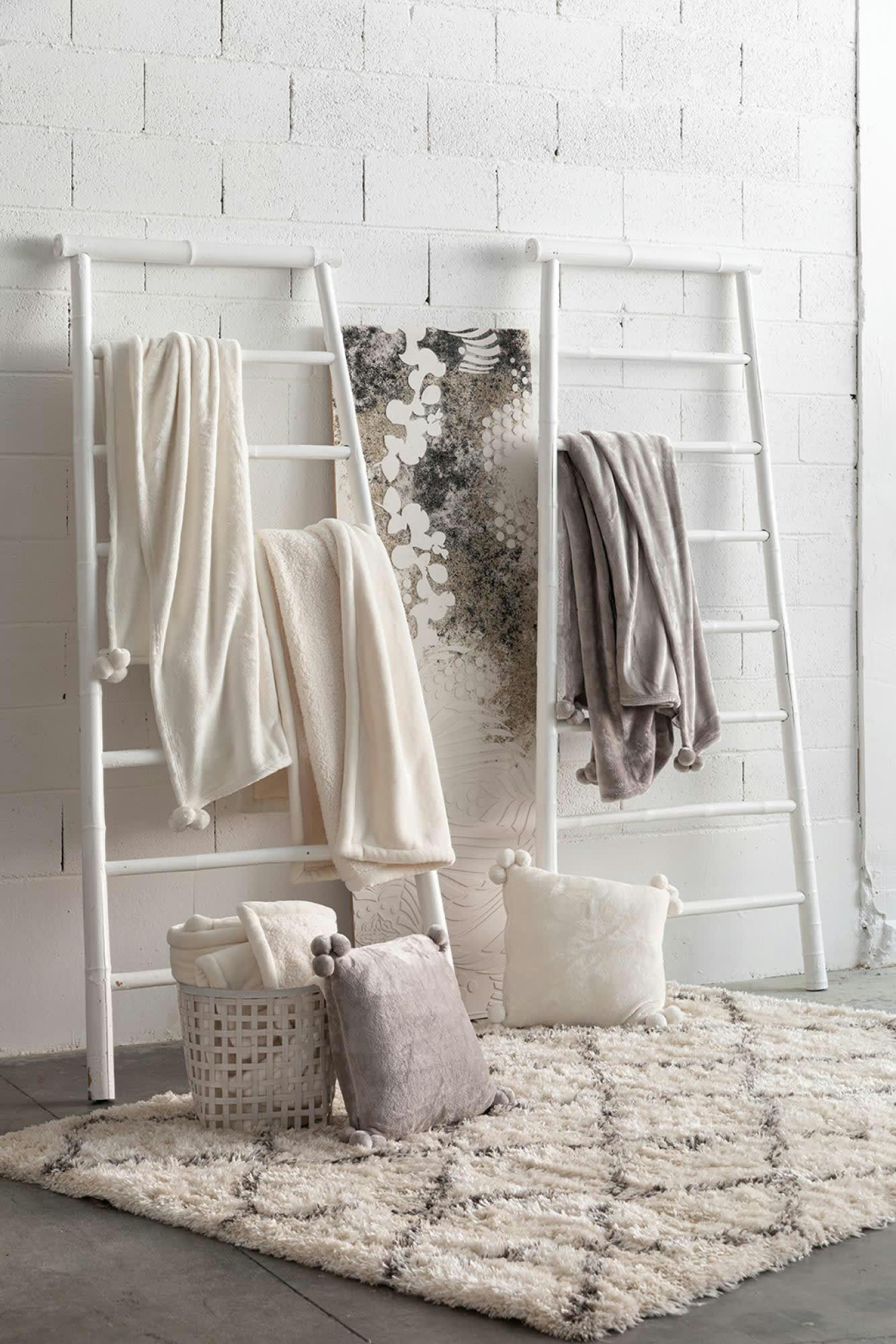 MICHKA - Plaid  en polyester neige 130 x 160