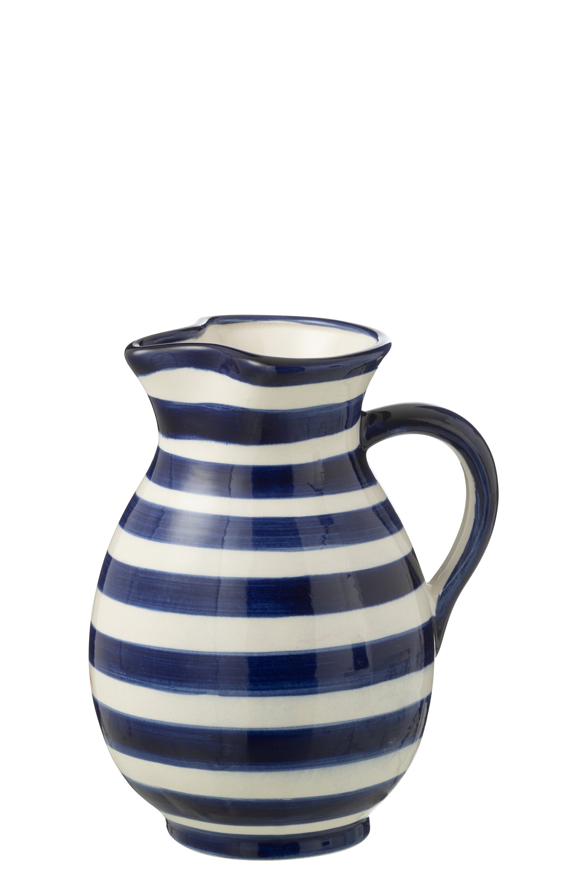 J-Line kruik Granada Stripes - keramiek - wit blauw - medium