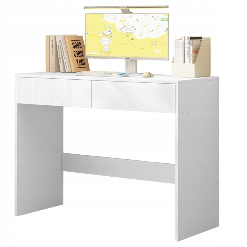 Biurko komputerowe białe nowoczesne z 2 szufladami loft toaletka 100cm