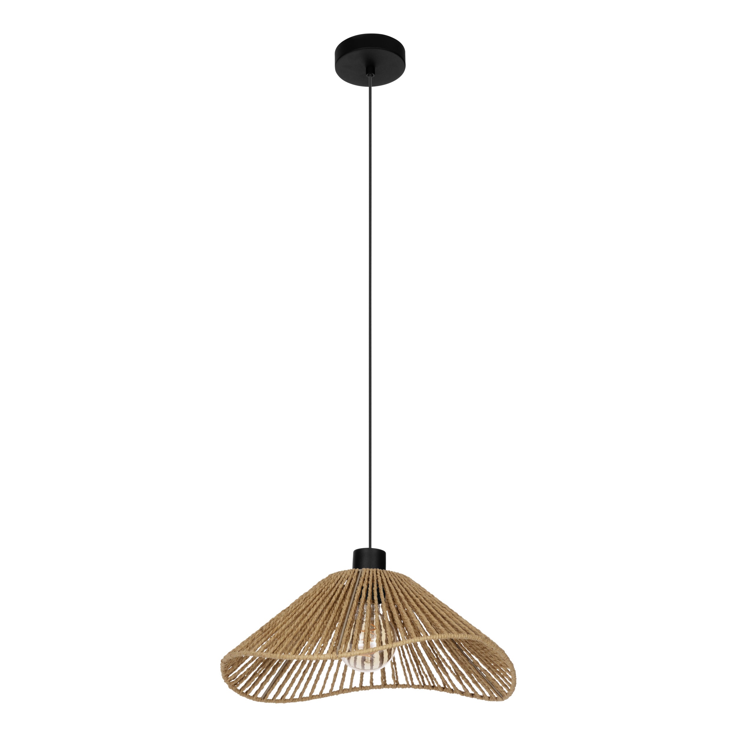 EGLO hanglamp Lavister - e27 - papier/staal - zwart/bruin