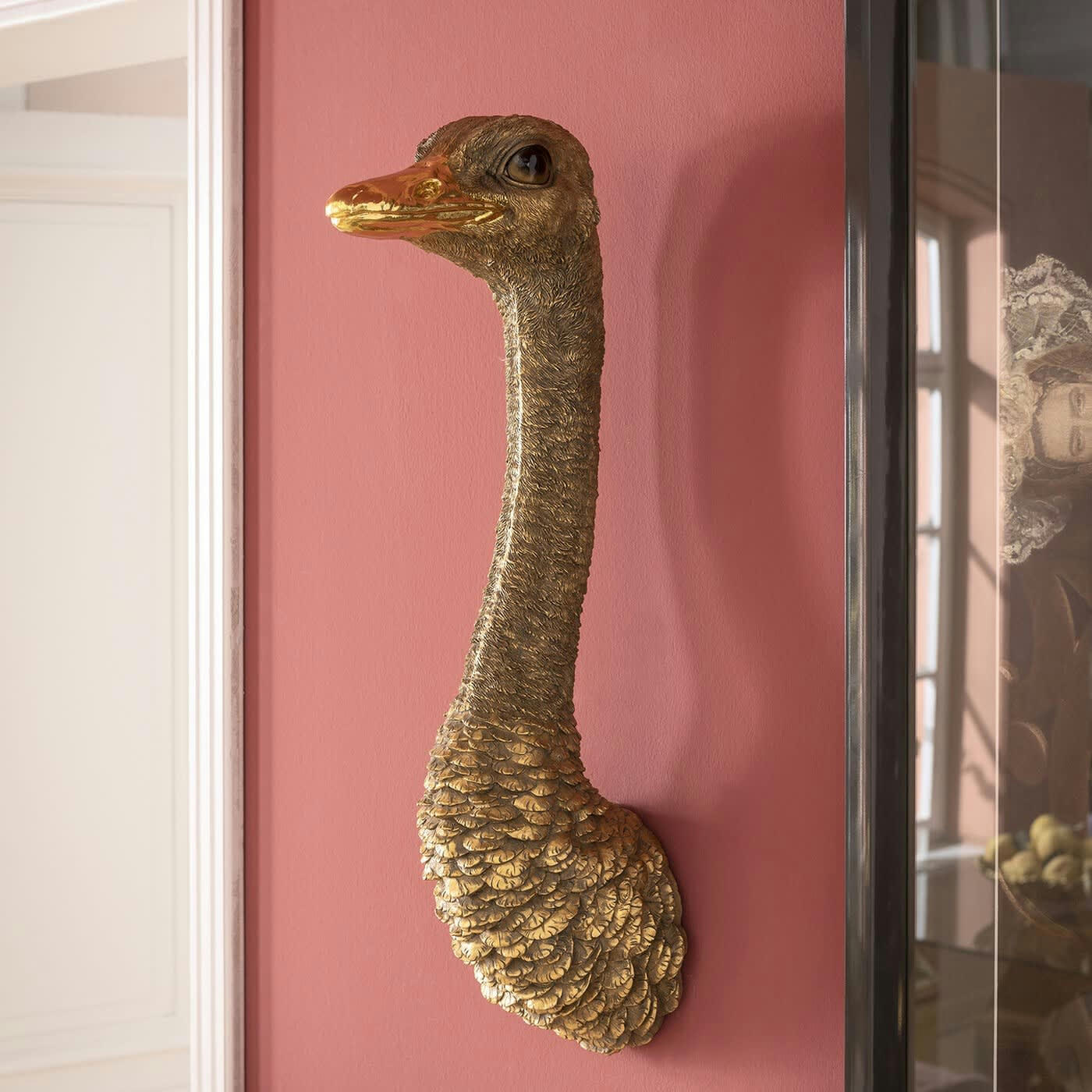 OSTRICH - Déco murale autruche en polyrésine dorée