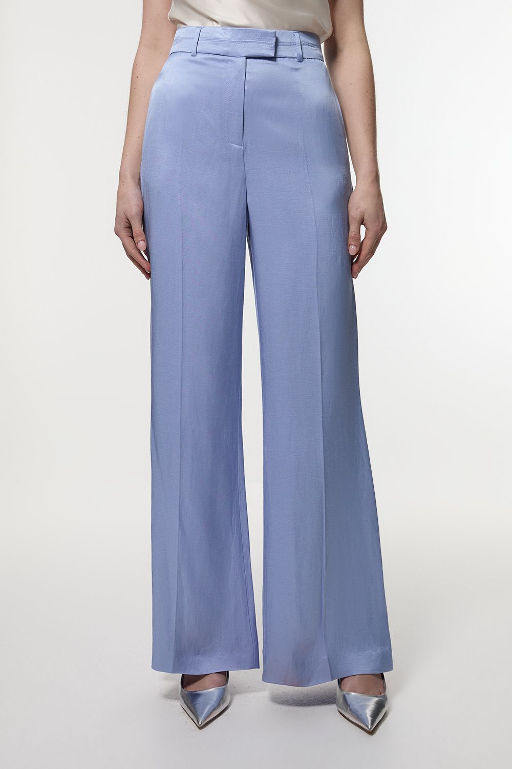 KarenMillen Premium Viscose Linen Tailored Wide Leg Trouser