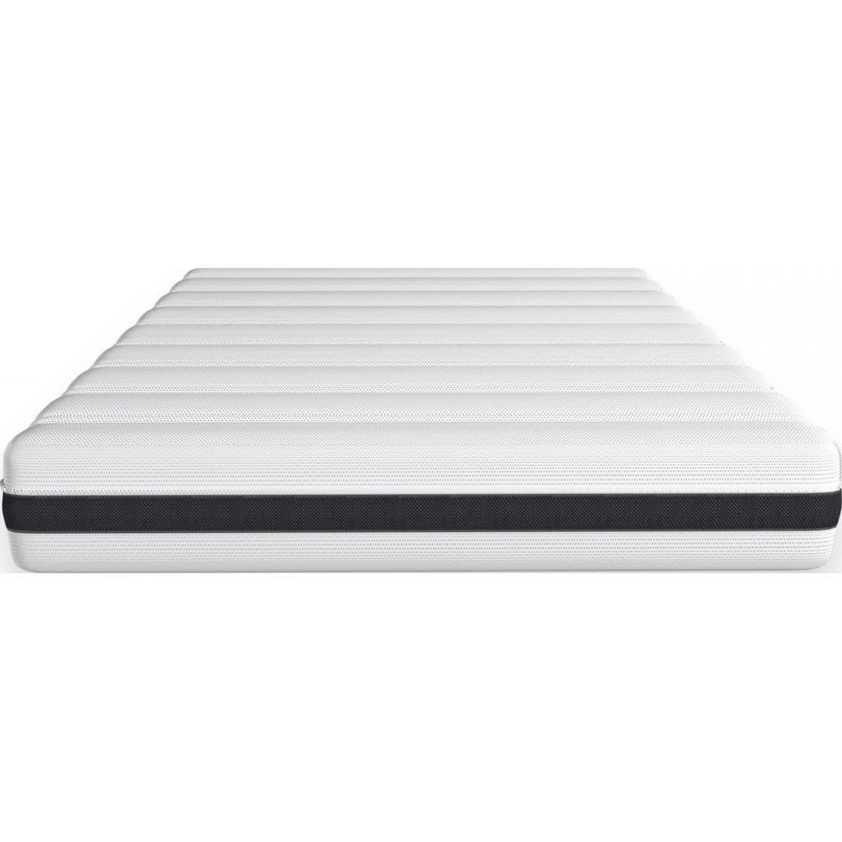 ENSEMBLE DINA - Lit en tissu gris clair 140x190 + Matelas à ressorts ensachés 19cm