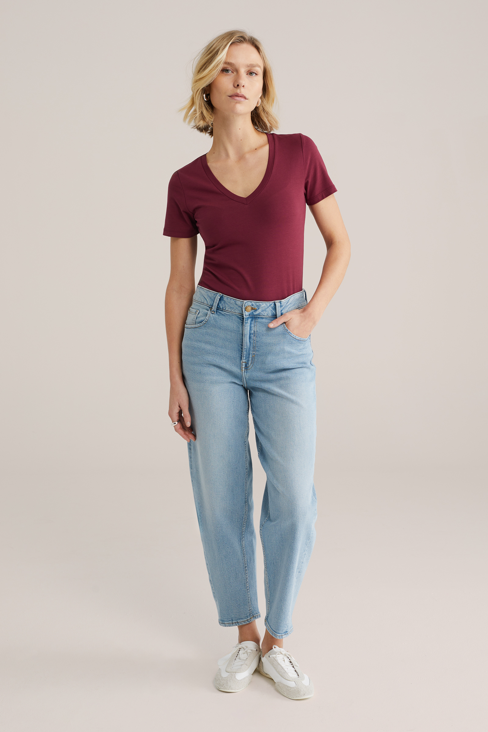 Dames T-shirt met V-hals