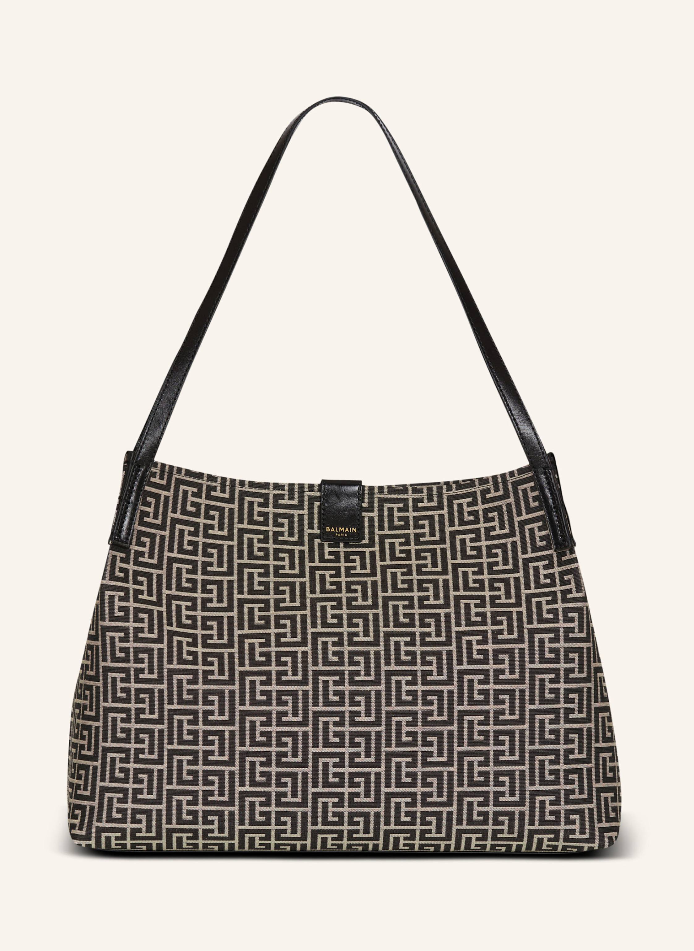 BALMAIN Mittelgroßer Shopper Release aus Monogramm-Jacquard und Kalbsleder