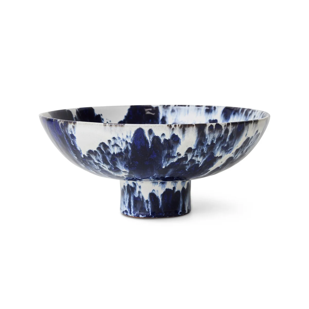 HKliving - Servierschale mit Fuß, Ø 26 cm, indigo