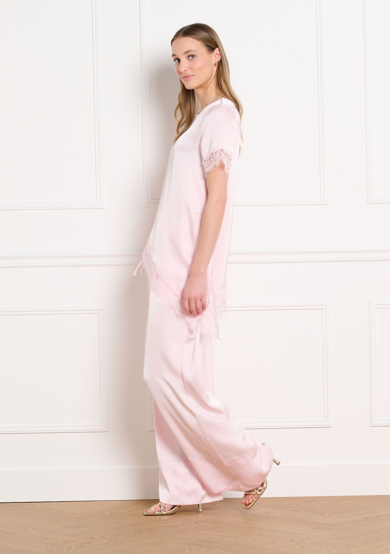 Wijde satijnen broek