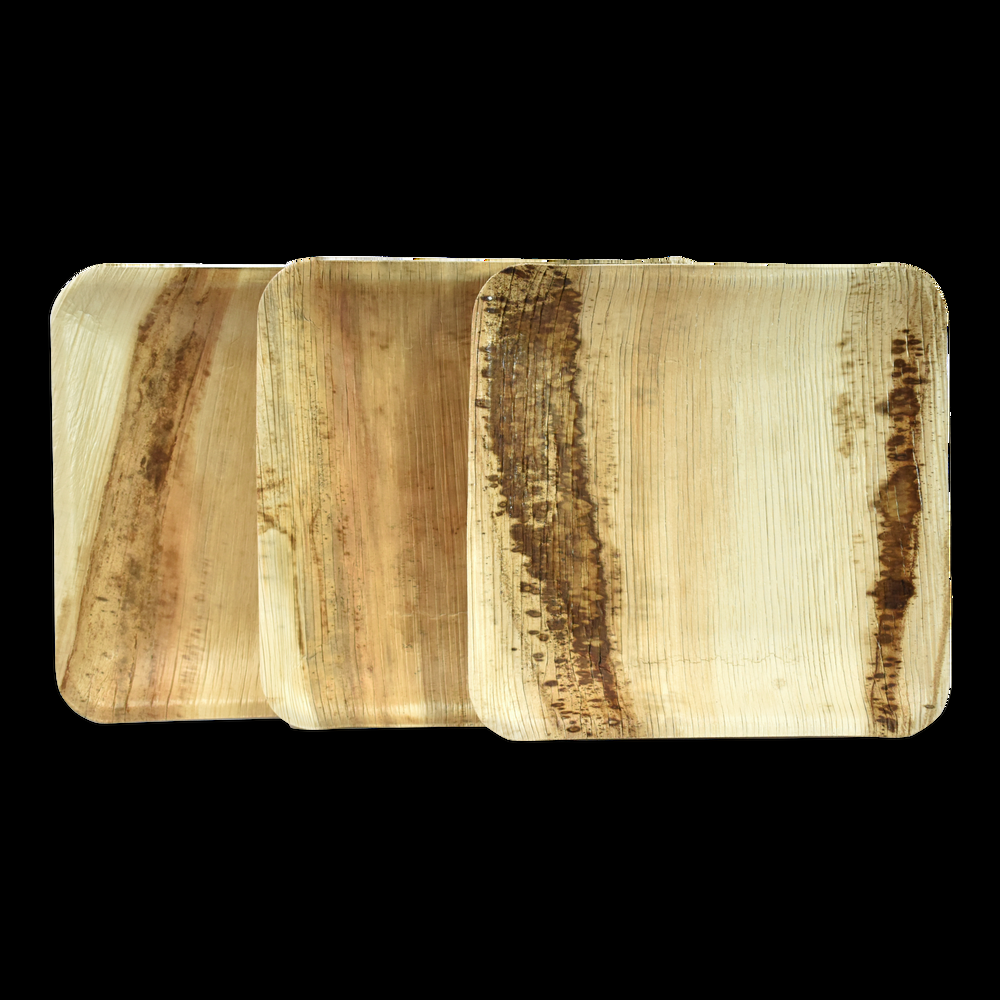 Greenlid Square Palm Leaf Eco Dessert Plates, Brown, 6-in, 10-pk, for Christmas/Thanksgiving/New Year's Eve/Birthday Party