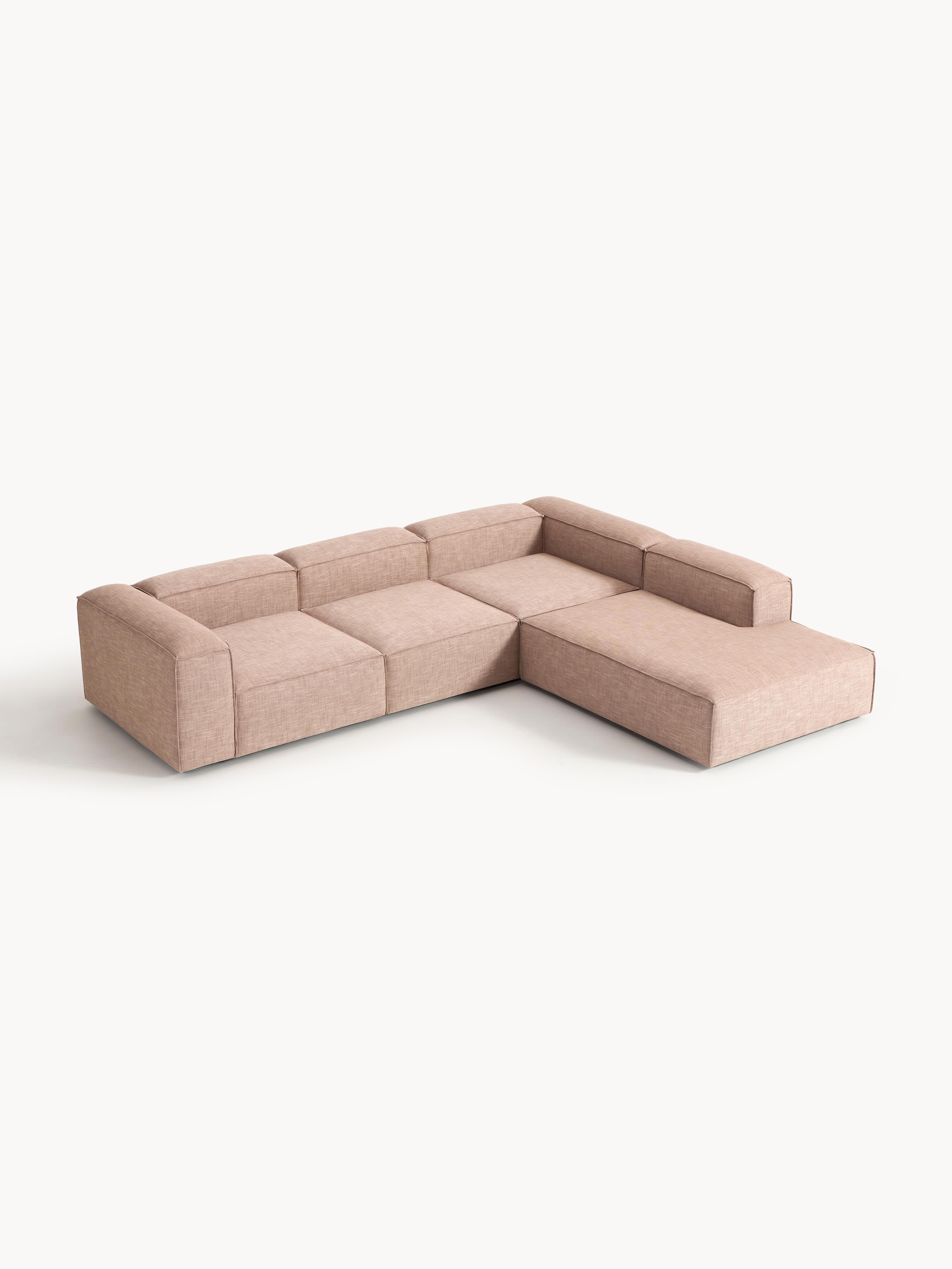 Modulares XL-Ecksofa Lennon (4-Sitzer) aus Leinen-Mix