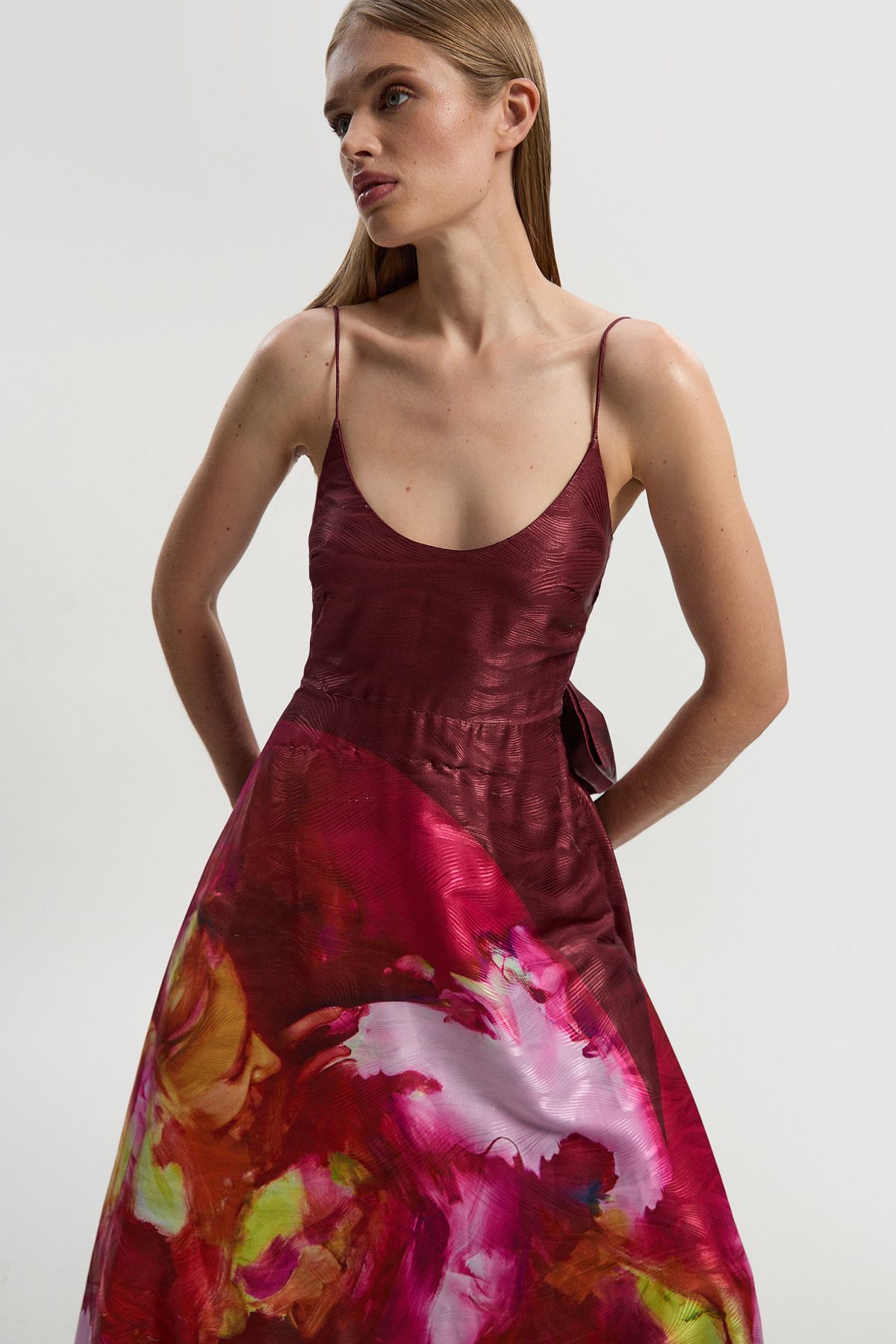 KarenMillen Petite Lily Macrae - Textured Strappy Woven Prom Dress