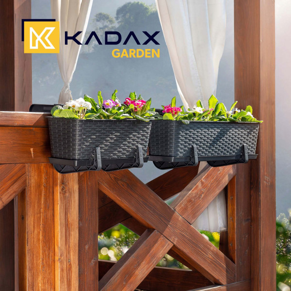 Kadax 4x Skrzynka Balkonowa 60cm Uchwyty Antracyt
