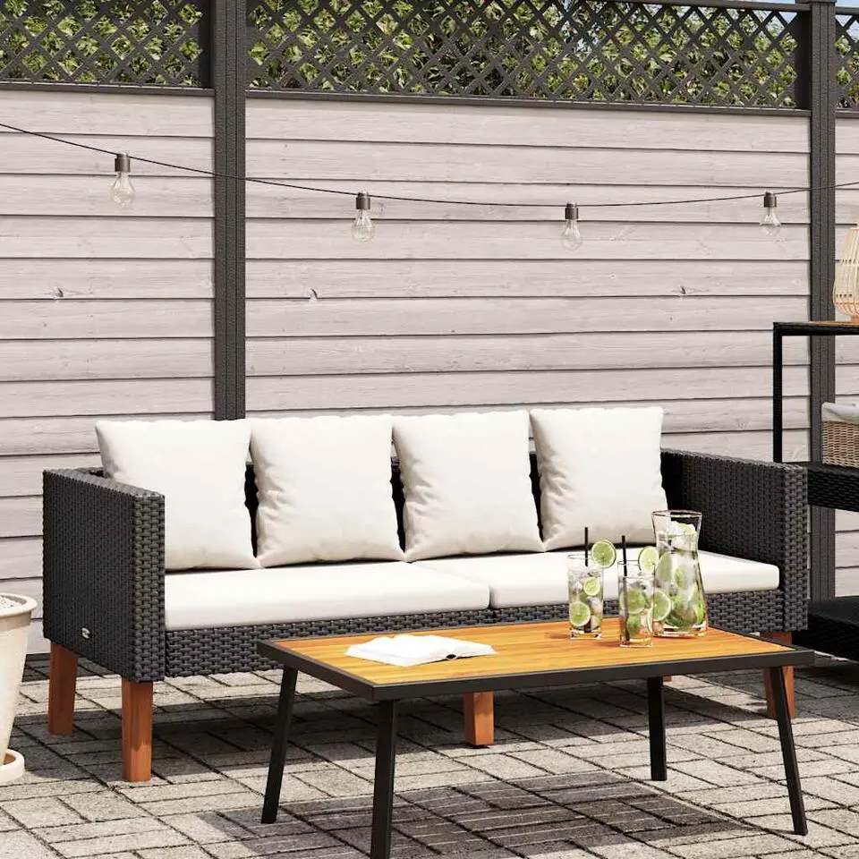 vidaXL - Tuinbank - Zwart - Poly rattan