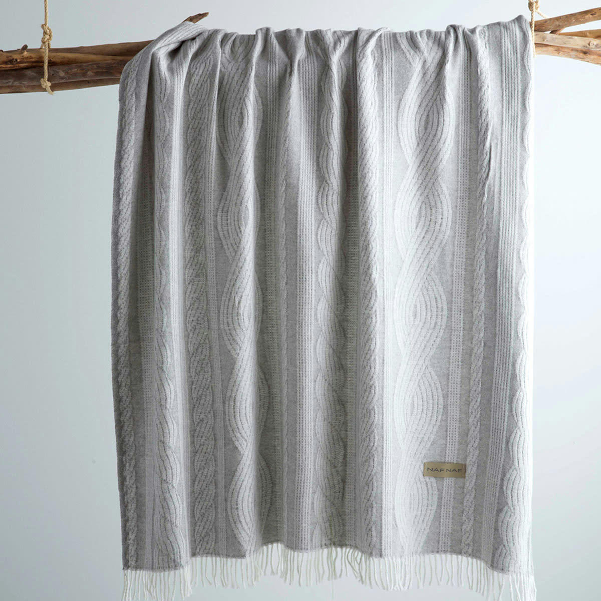 BRAID - Plaid en coton gris perle 130x170