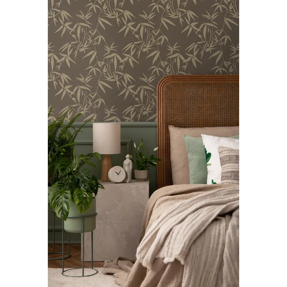 Sanders & Sanders behang bladeren bruin - 50 x 900 cm