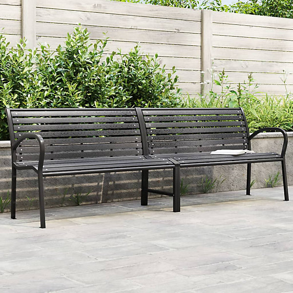 Banc double de jardin noir 231 cm acier et WPC vidaXL