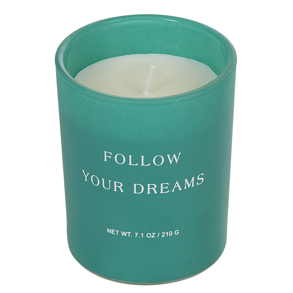 Bougie parfumée à message dans verre bleu senteur monoï