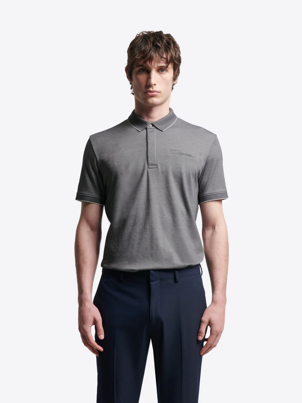 Polo col boutonné maille chinée