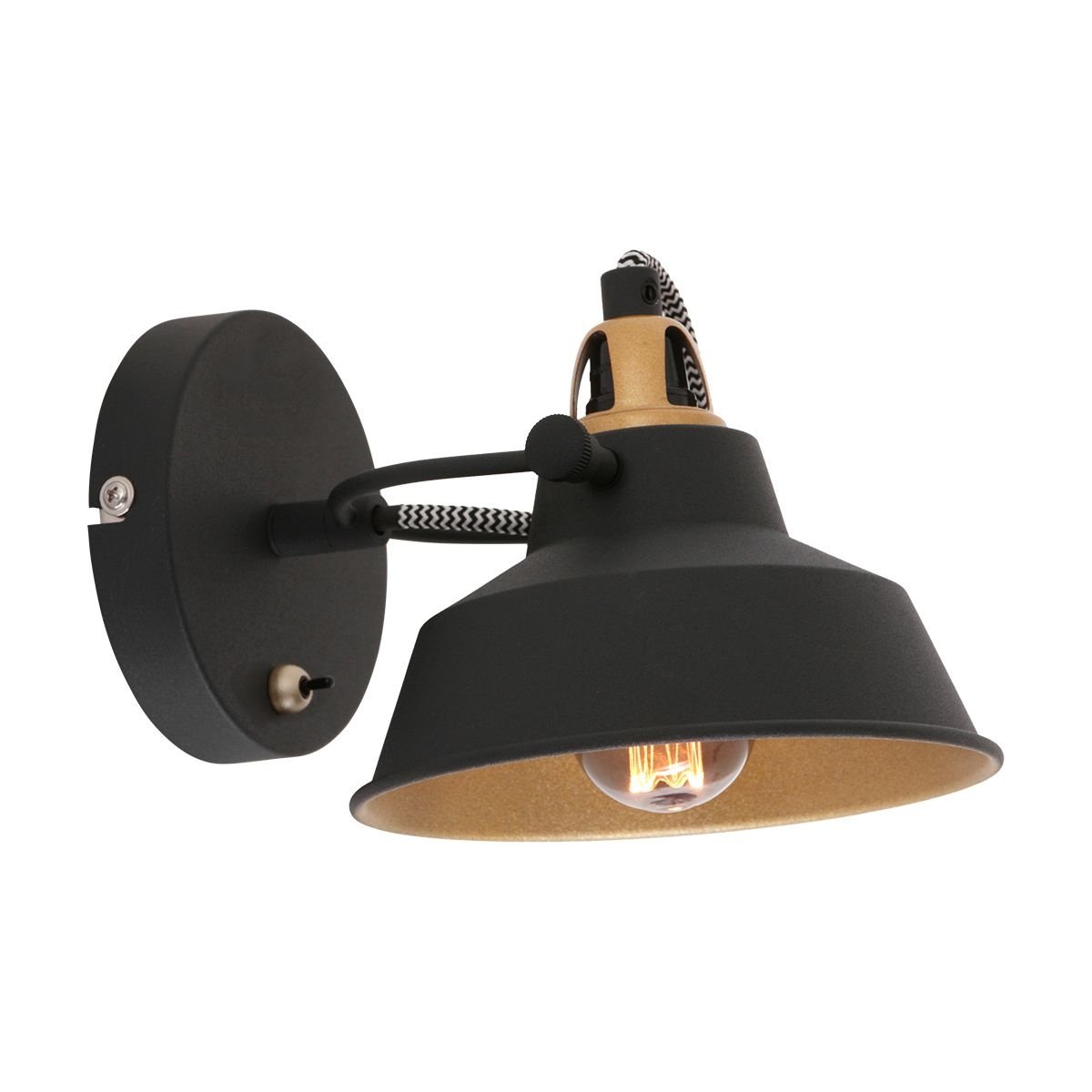 Mexlite wandlamp nove - 1 lichts - 22 x 13  cm - zwart