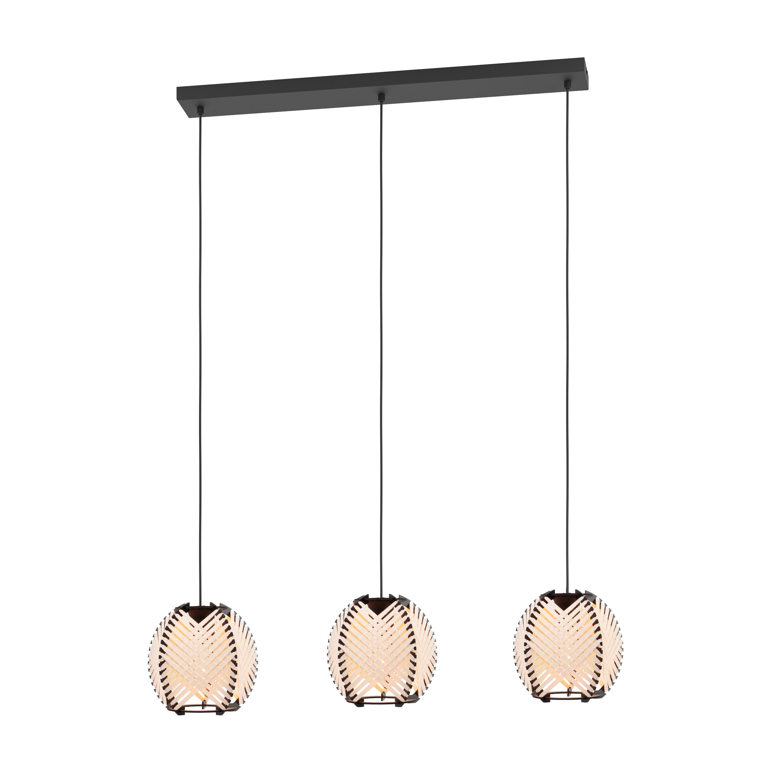 EGLO hanglamp Waverton - e27 - 92 cm - zwart/wit - textiel