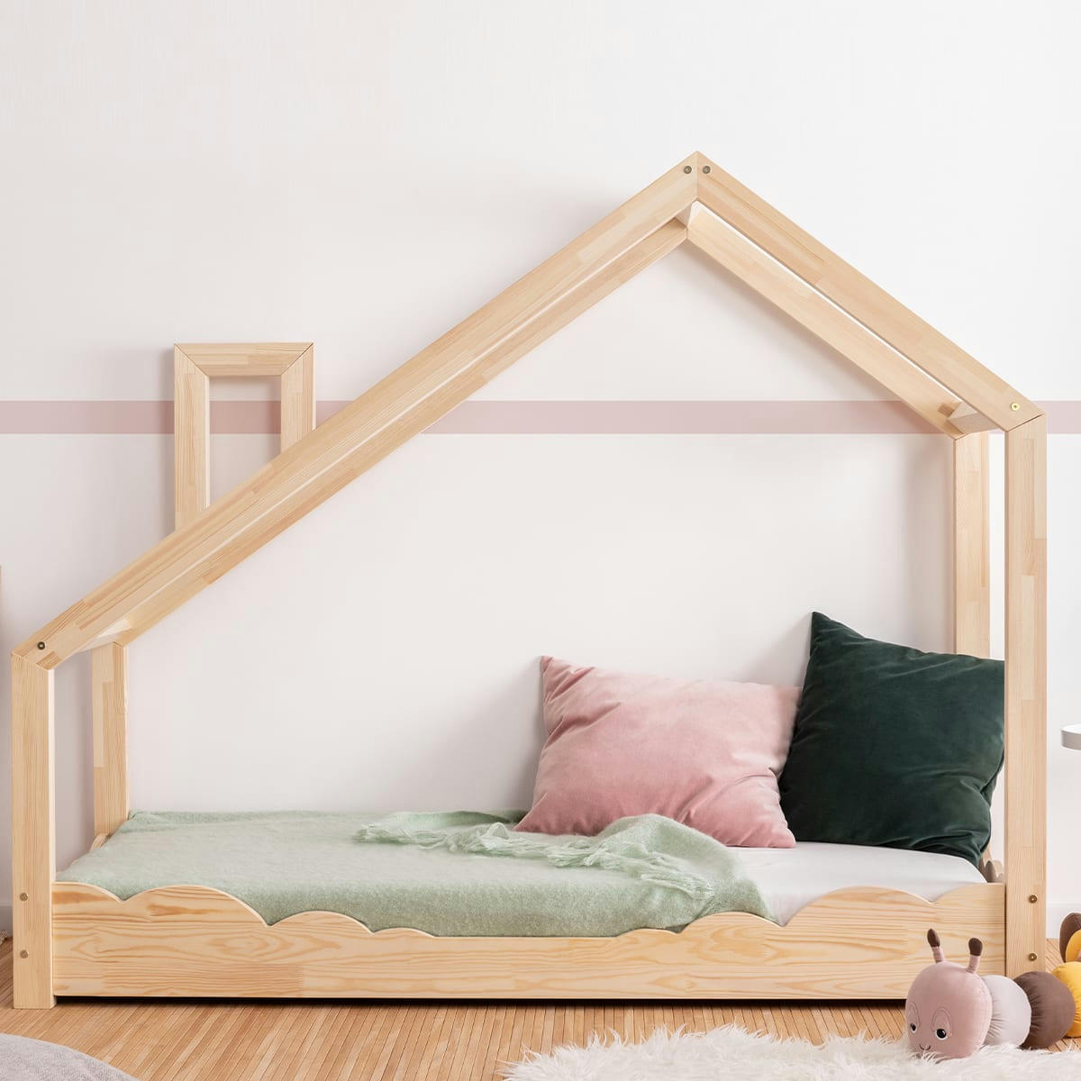 CARLA - Lit cabane 70x140 sommier inclus naturel