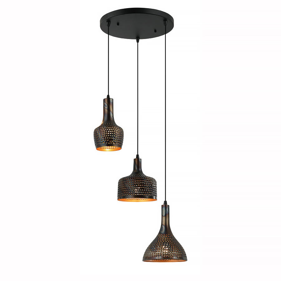Freelight hanglamp Fueco - 3 lichts - 35 x 150  cm - zwart bruin