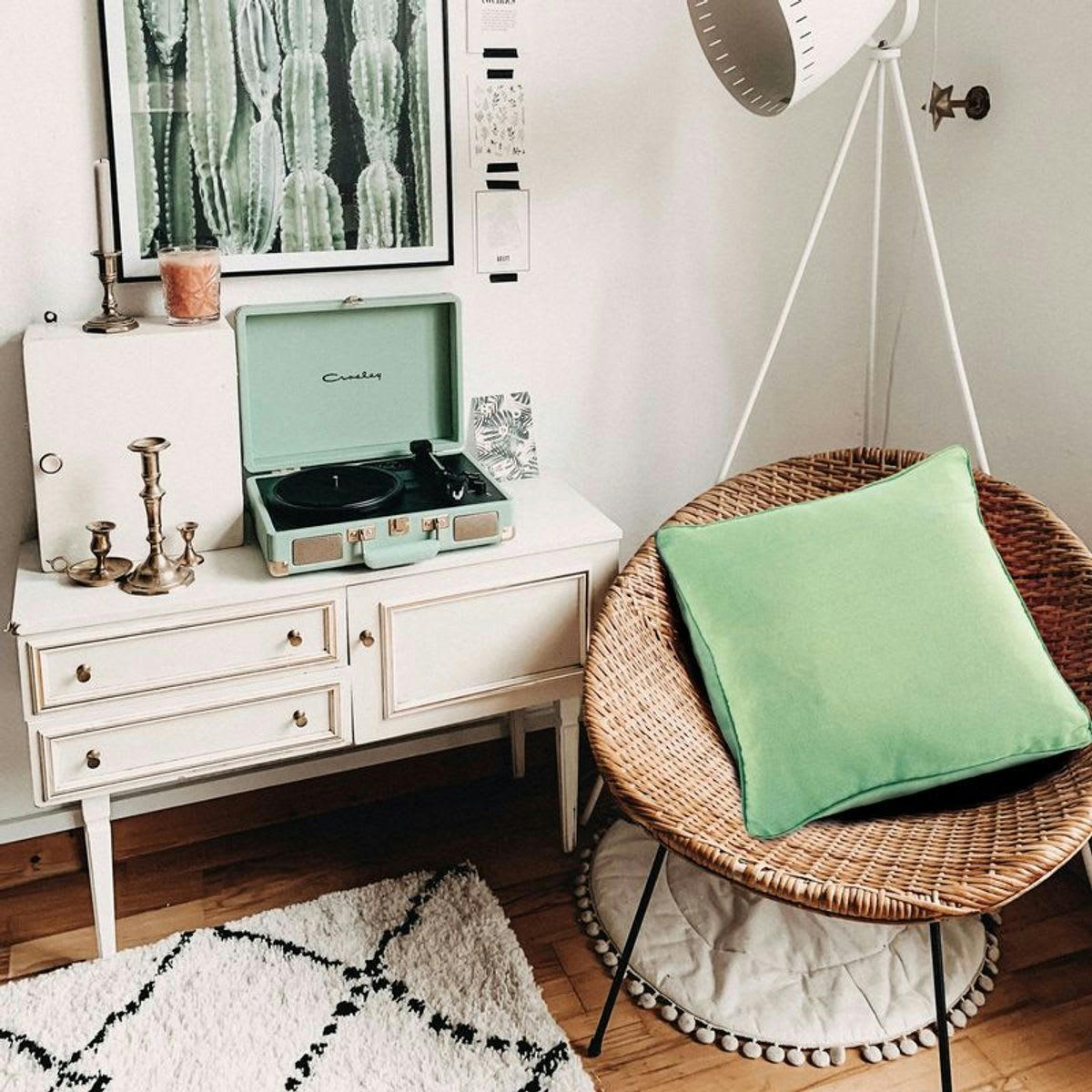 COTTON - Coussin de sol en polycoton vert clair 70x70