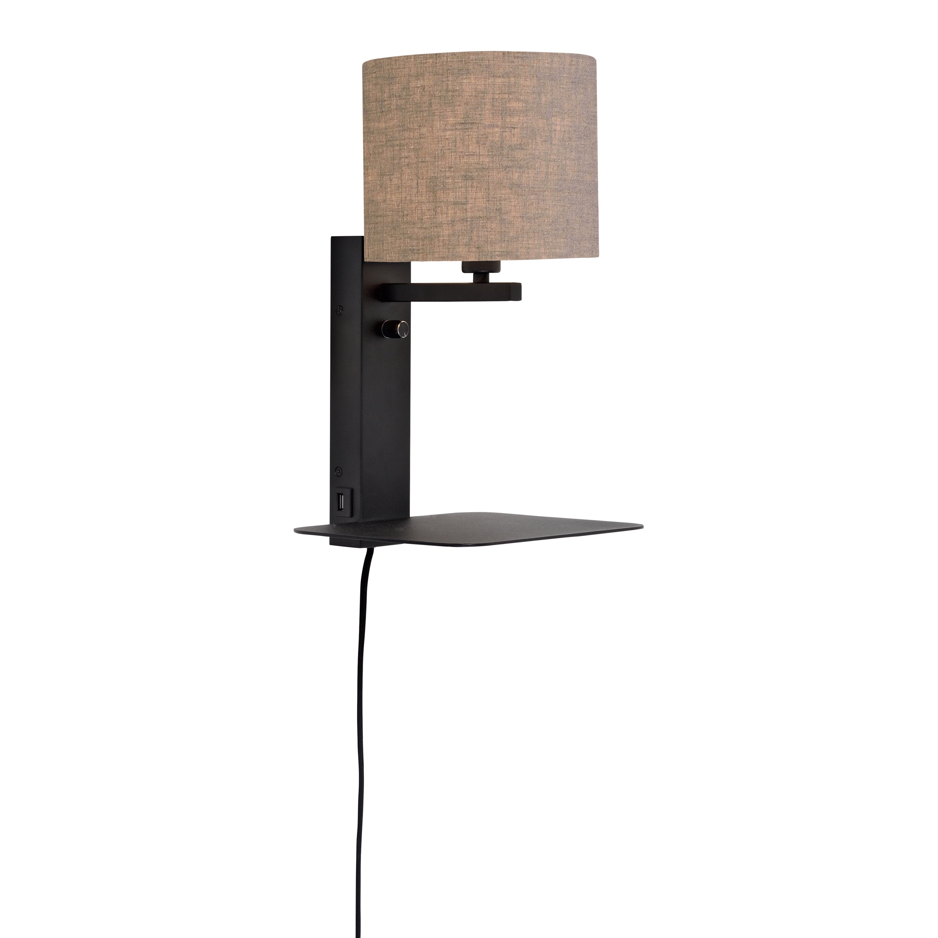 it's about RoMi Florence Wandlamp H 42 cm - Zwart / Dark Linnen