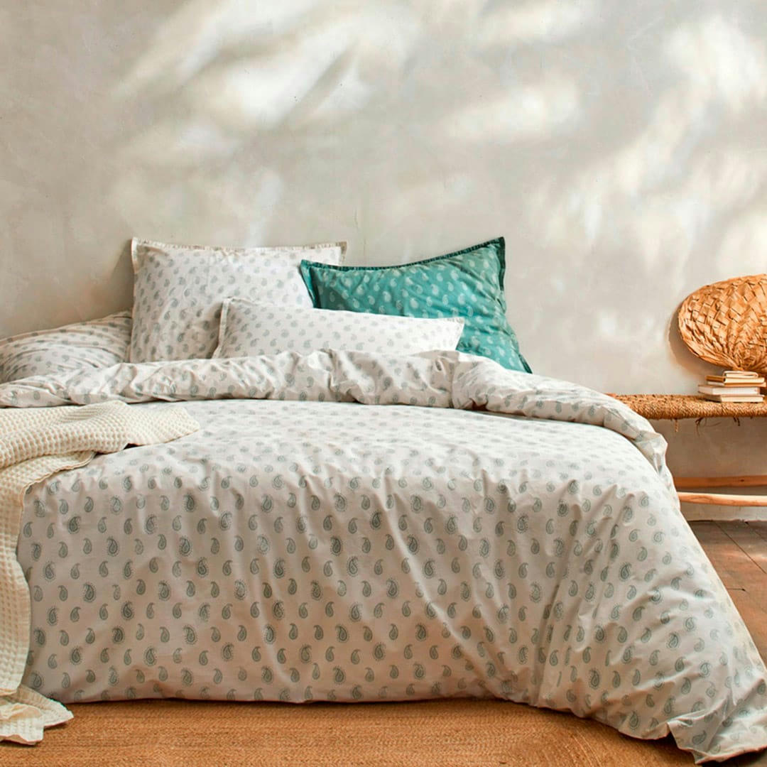 FN SARI ECUME - Housse de couette en percale de coton organic  240x220 cm vert clair