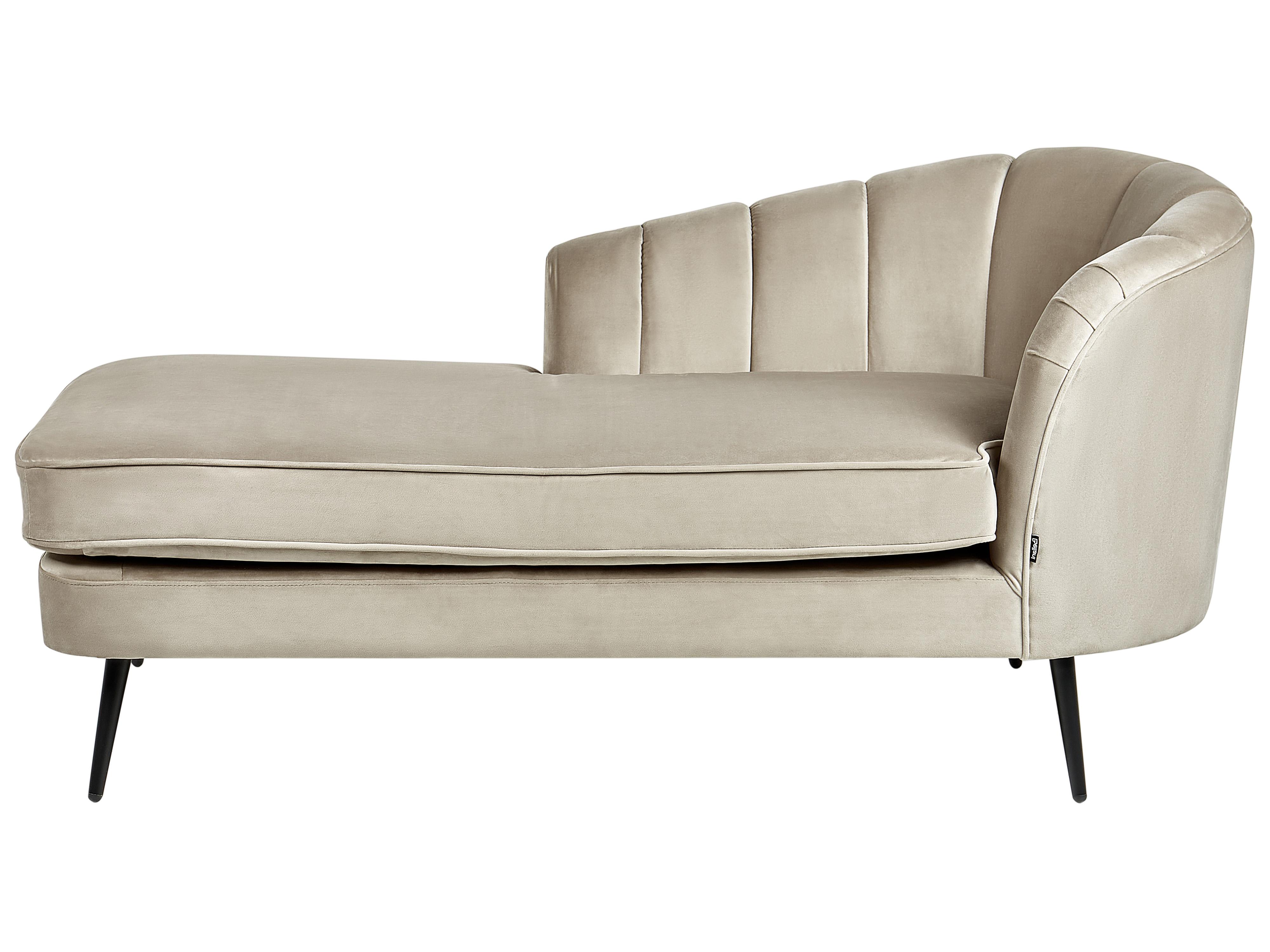 Left-Hand Chaise Longue ALLIER Velvet Beige