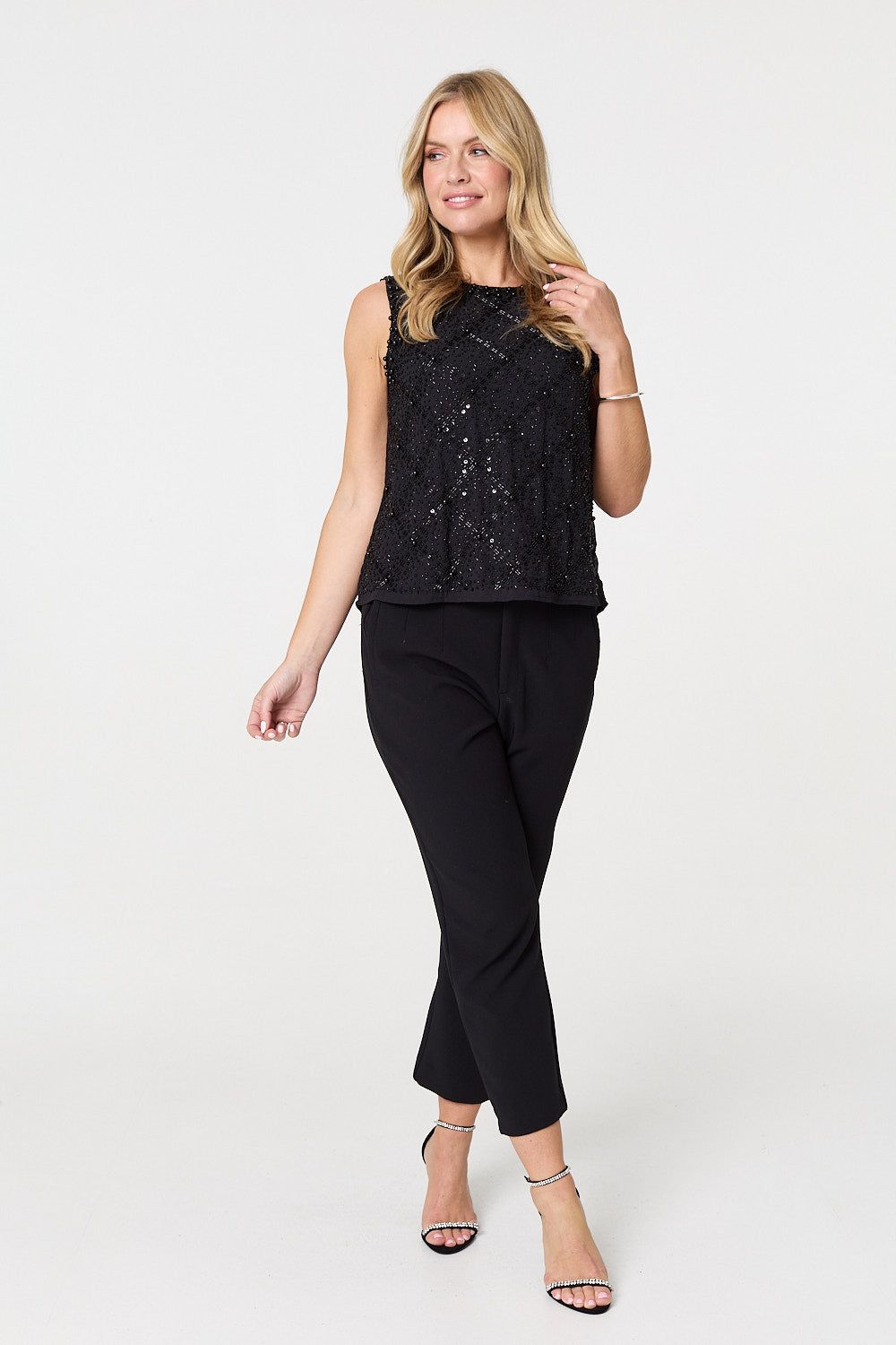 Izabel London Sequin Embellished Sleeveless Top