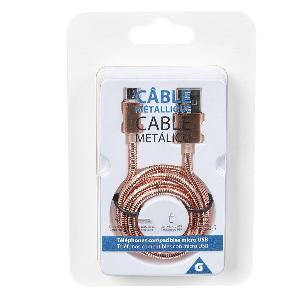 Câble USB vers micro USB métal Rose charge rapide