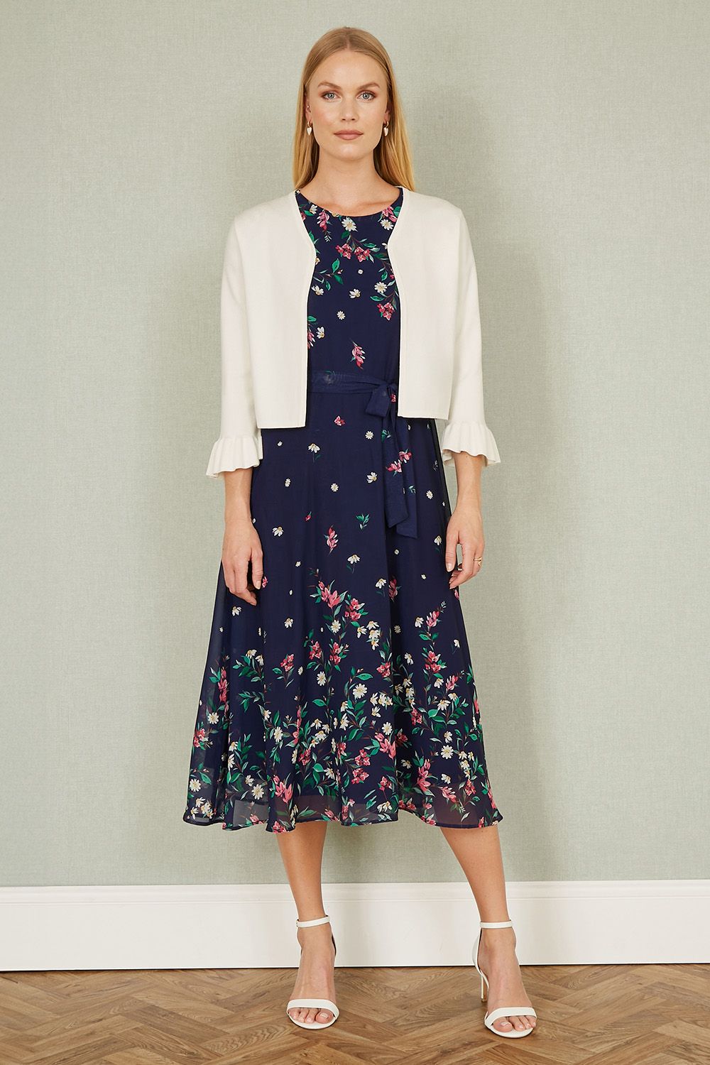 Yumi Ivory Cropped Cardigan With Bell Sleeves