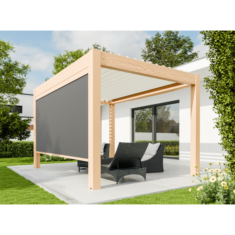 Store anthracite pour pergola bioclimatique Capri chêne 3 x 2,25 m