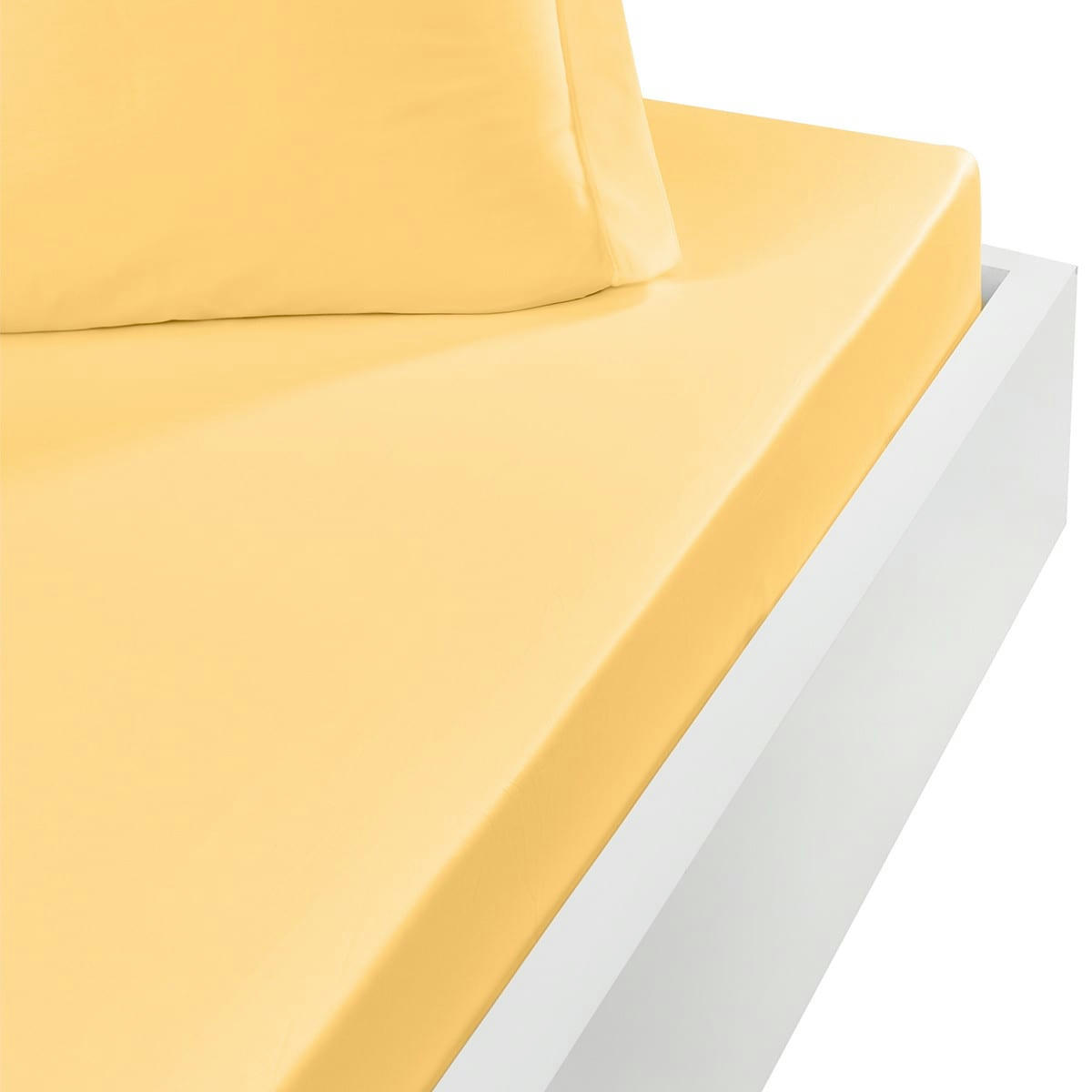 STUDIO - Drap housse en coton bonnet 30cm  miel 140x190 cm