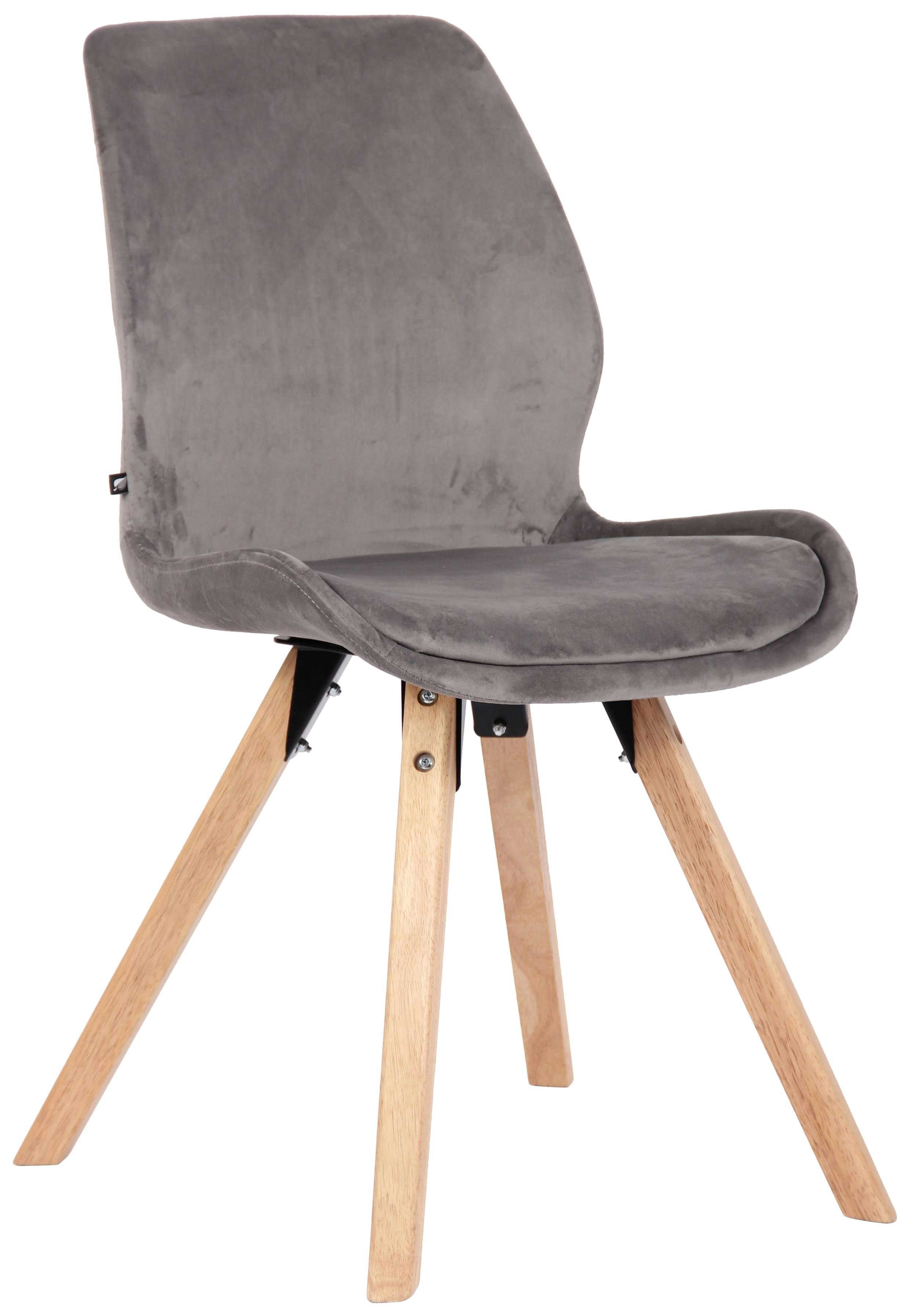 LUNA - Chaise avec pieds en bois en velours Gris