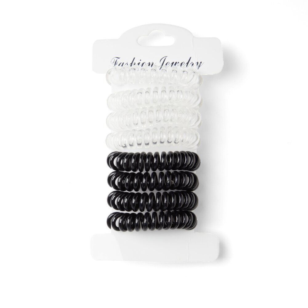 Lot de 8 élastiques à cheveux spirale caoutchouc 3 coloris