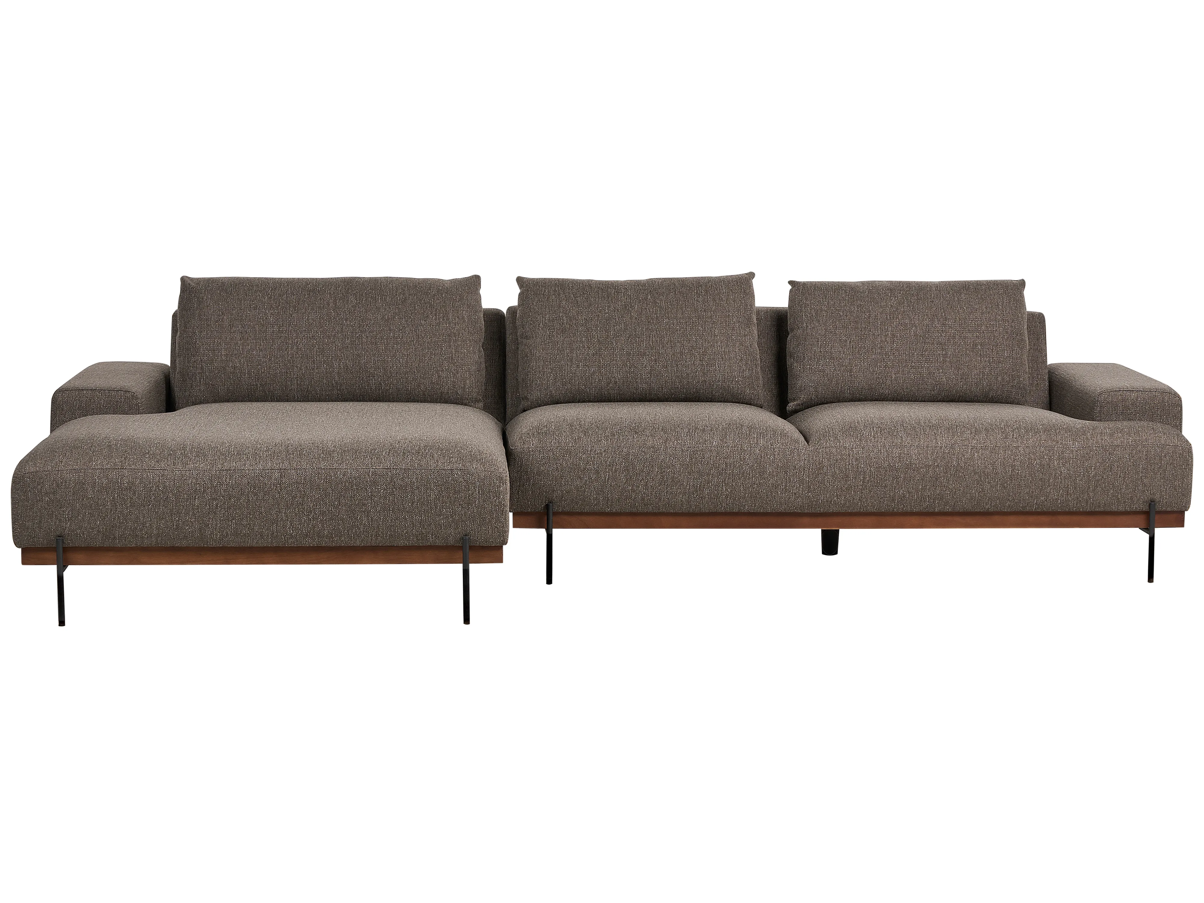 Corner Sofa 4 Seater MARIFERD Fabric Brown Left Hand