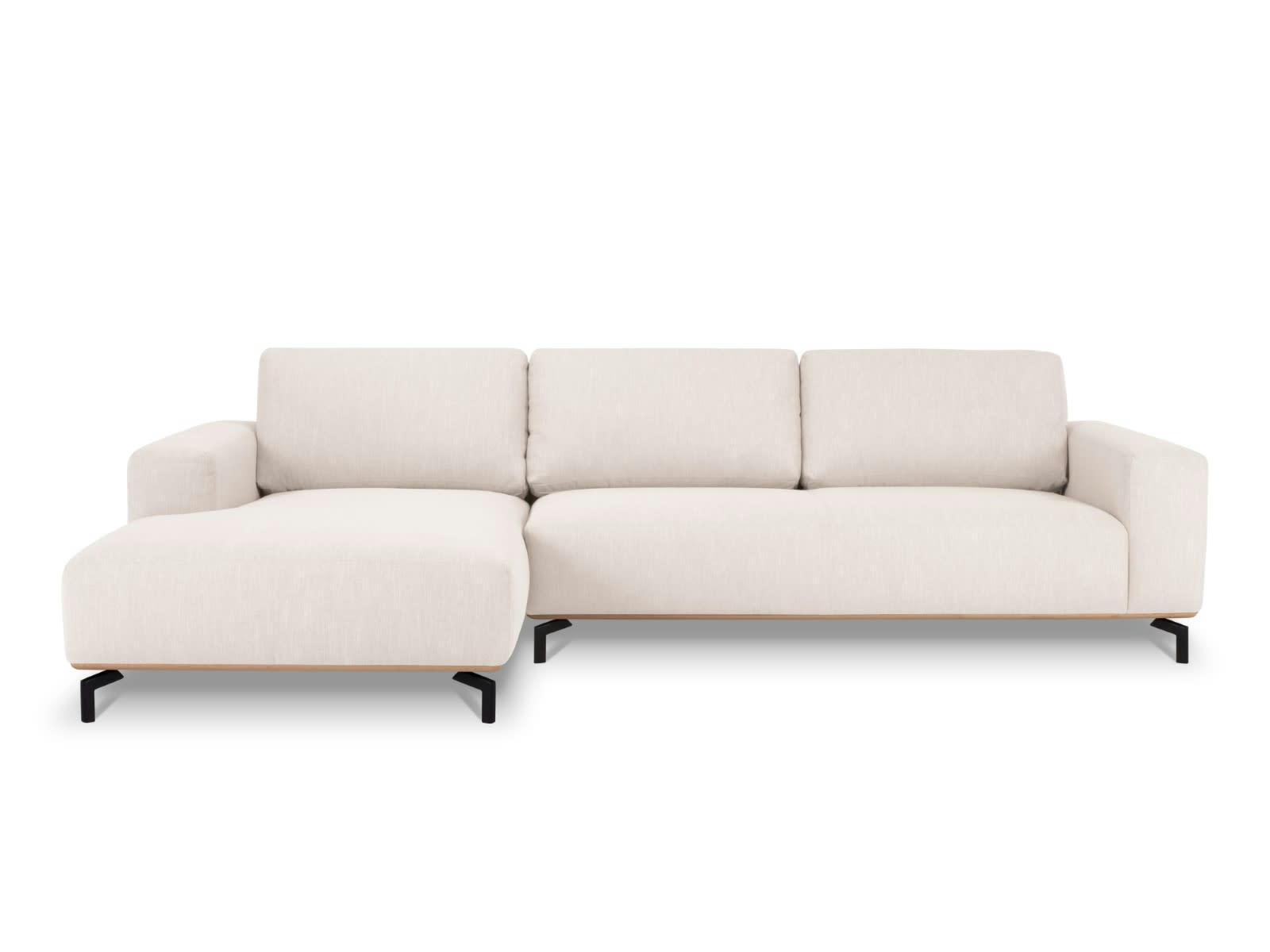 MARC - Canapé D'Angle Gauche 5 places en Tissu Structurel Beige Clair