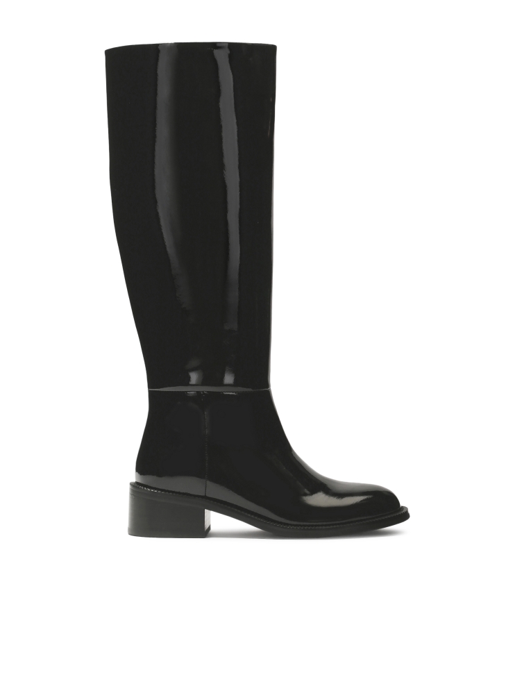 Patent leather black insulated jackboots
