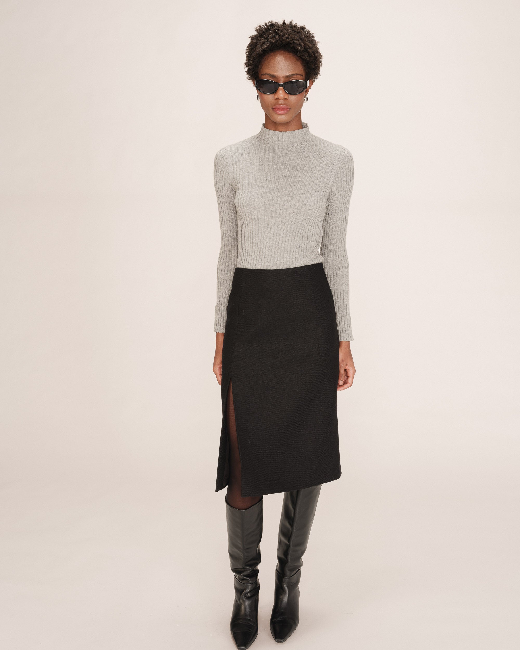 Jupe crayon en laine noir Tonya