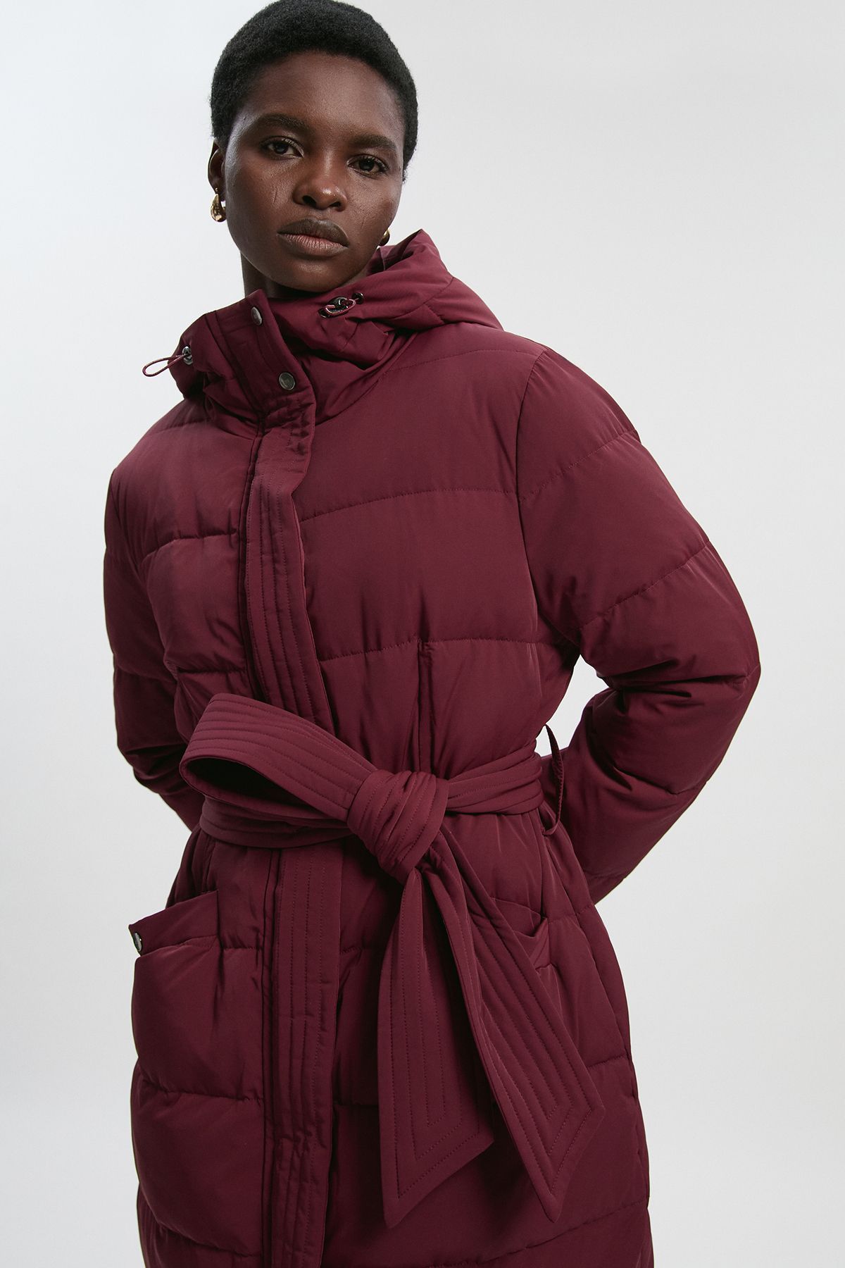 KarenMillen Real Down Belted Midi Coat