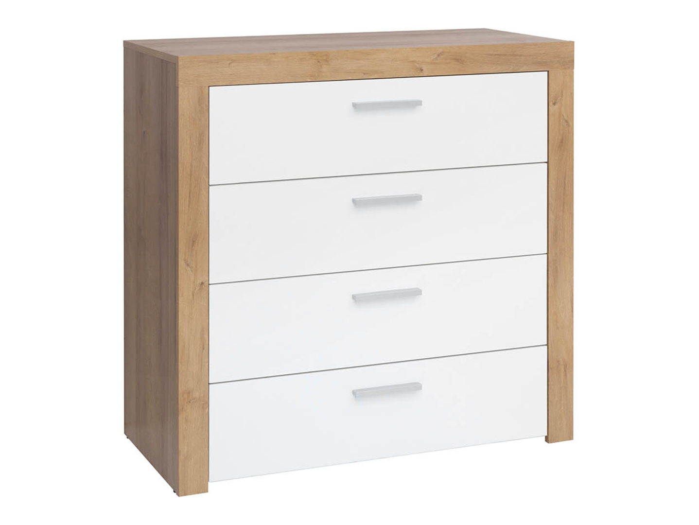 Komoda Balder 90 cm z 4 szufladami dąb riviera/biały połysk