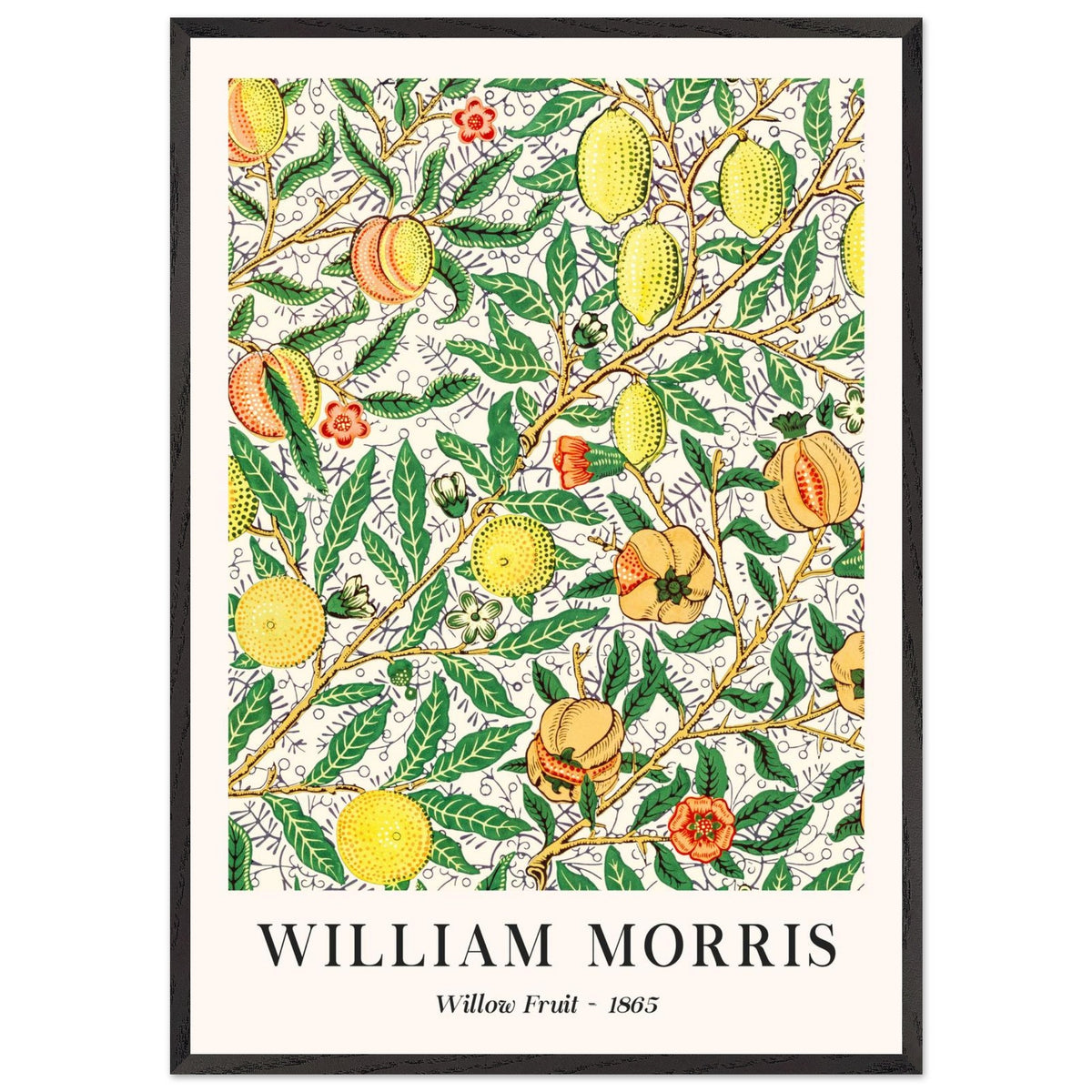 Artfulprints Poster met Lijst William Morris - Willow fruit  - 70x100 cm - Groen