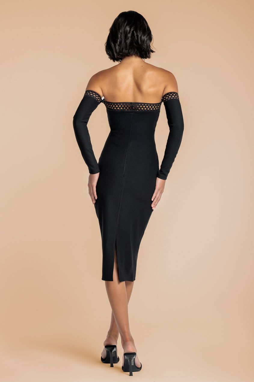 Goddiva Boobtube Ribbed Midi Dress With Split