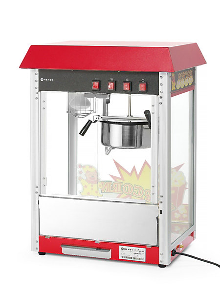Machine à Pop-Corn Professionnelle - 560x420x(H)770 mm - Hendi - Rouge - l56- L0.1- P42- h76- Aluminium