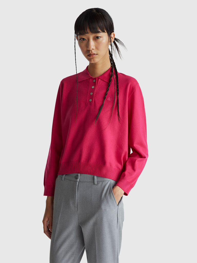 Knit polo in viscose blend