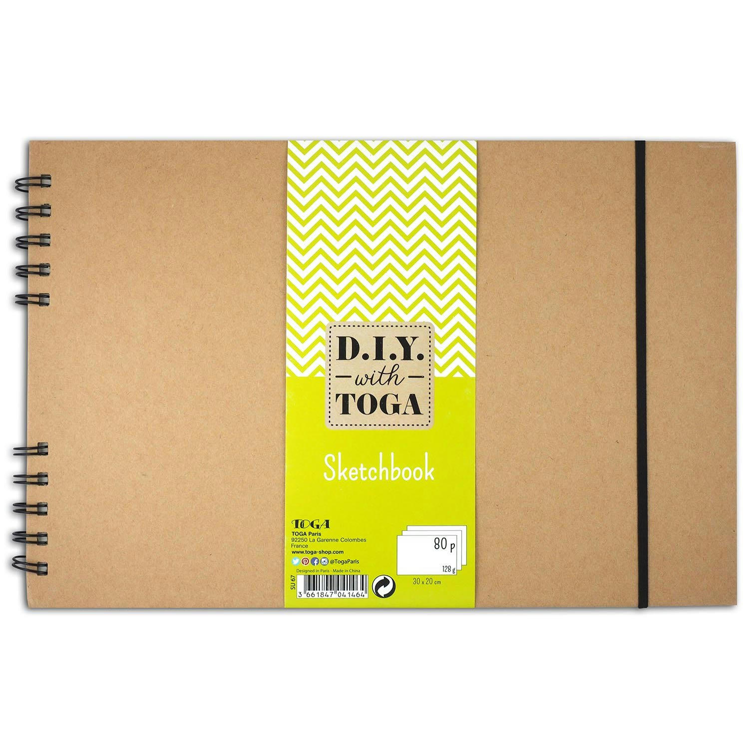 - Carnet à dessins kraft spirales 80 pages 30x20 cm