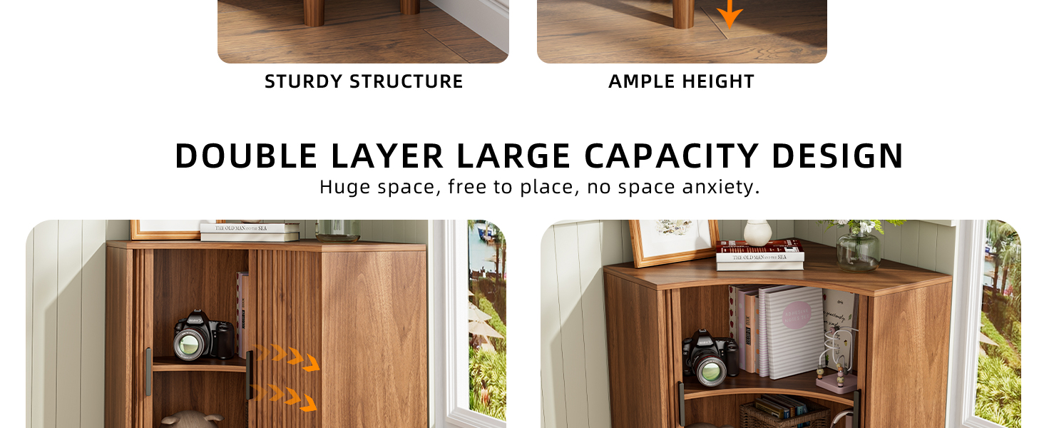 Small Corner Cabinet with Sliding Doors