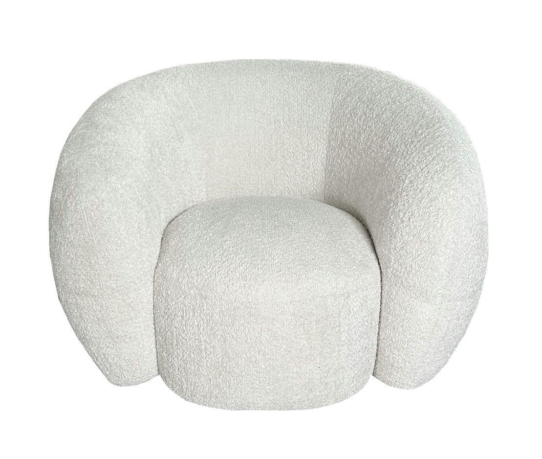 MOON - Fauteuil rotatif en tissu bouclé blanc