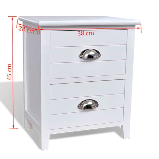 NNEVL Nightstand 2 pcs with 2 Drawers White